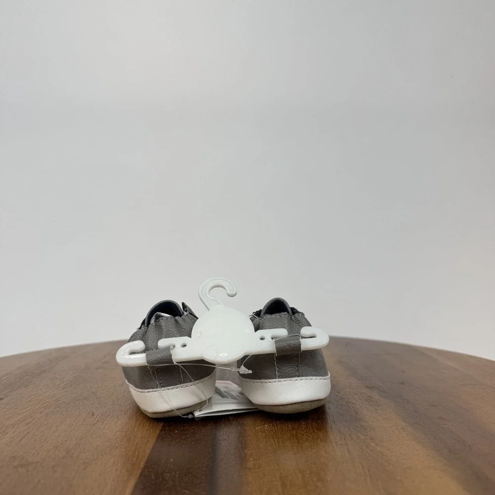 New Infant Robeez Soft Soles Gray Comfort Casual Shoes Size‎ 6-12 Months NWOB